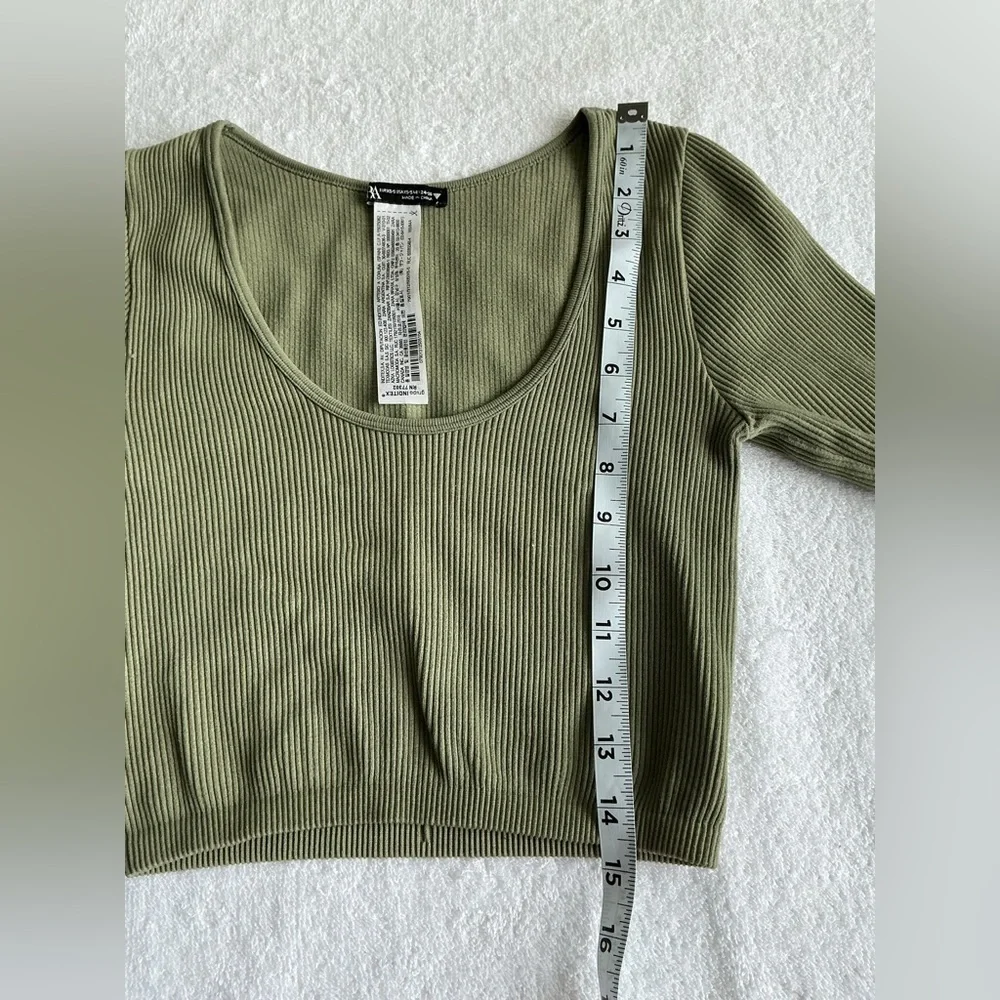 Zara Sage Green Ribbed Crop Top